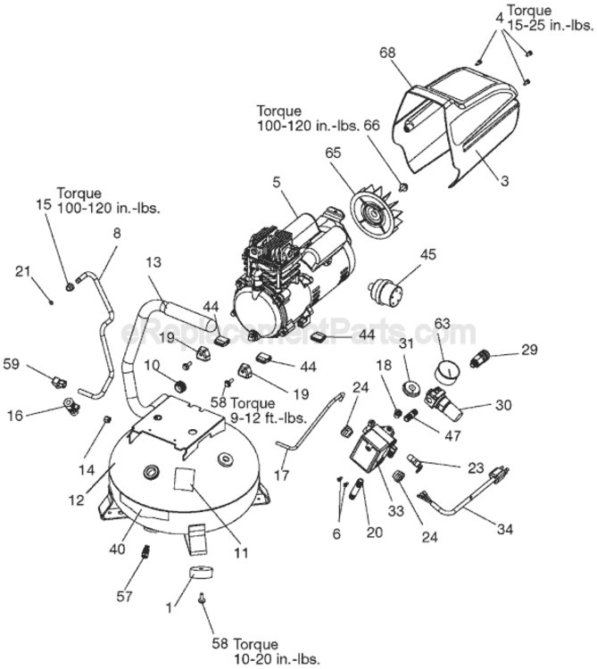 Page A Diagram and Parts List for CPLDC2540P Type 1 Porter Cable Compressor